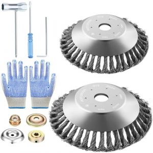 Brosse de désherbage 2 pièces pour débroussailleuses,brosse de désherbage 25,4 mm,brosses de désherbage universelles pour débroussailleuses,brosse de désherbage pour débroussailleuses,6pouces+10pouces (Jesen, neuf)