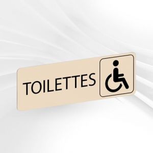 Plaque Signalétique Toilettes Handicapés – Plaque De Porte Adhésive PVC 5 x 15 cm – 20 Couleurs Disponibles (Beige) (GRAVURE ET COMPAGNIE, neuf)