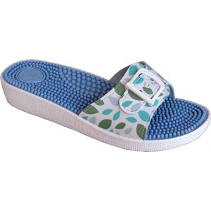 EKO FIT - Sandale de Maison Femme avec Semelle de Massage &agrave; Picots &ndash; Stimule la Circulation &ndash; Confort Optimal &ndash; Une Boucle R&eacute;glable &ndash; Antid&eacute;rapante - FEUILLE VERTE 37 (Popshoe, neuf)