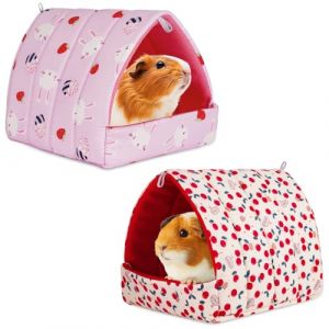 HOTUT Maison pour Cochon d'Inde, 2 Pieces Petits Animaux Couchages Hiver Cabane, Lits Grotte Chauds Petits, Confortable et Chaud, pour Lapin Nain Chinchilla Hérisson Cobayes Ecureuils (ZHDAYA, neuf)