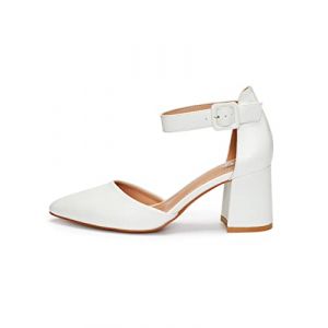 Rio Fiore Escarpins Femme, Escarpins à Talons, Chaussures à Bride Cheville, Blanc, 7 cm Talon Bloc, Similicuir, EU 38 (United Brands, GmbH, neuf)