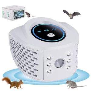 Fancysky Ultrason Souris et Rats, Repulsif Souris Ultrasons 360&deg; Anti Souris avec LED, Appareil Ultrason pour Nuisible Rongeurs R&eacute;pulsif Int&eacute;rieur Dispositif Anti Nuisible Cafards Anti Moustique (JINMID, neuf)