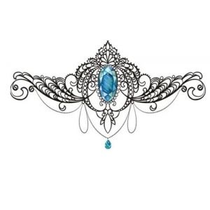 Autocollant de tatouage imperméable, grande poitrine, taille, épaule, dos, dentelle, papillon bleu, faux tatouage, sous les seins, Art corporel for femmes(006) (CAOHCTTDDHJ, neuf)
