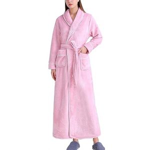 FEOYA Robe de Chambre Polaire Hiver Chaud Femme Homme Peignoir Long en Velours Femme Unisexe Peignoir de Bain avec Ceinture Style A6 L/XL (PYOUEU, neuf)
