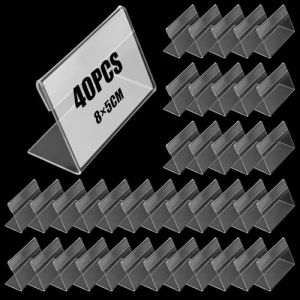 Keboyoe 40 Pi&egrave;ces Mini Porte-&eacute;tiquette Transparent Supports d'&Eacute;tiquettes Prix 8 x 5 cm Support d'Affichage de Prix en Acrylique Affichage du Signe Porte-cartes pour Rayons Supermarch&eacute; Magasin (Yingcen, neuf)