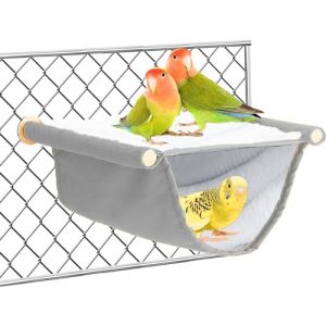 Hamac pour oiseaux - Nid d'oiseau - Grottes - Cage à oiseaux - Accessoires - Jouet - Nid d'oiseau - Lit superposé - Hamac suspendu pour perruches, calopsittes, pinsons, hamsters, gerbille (gris) (hanchudianzi, neuf)