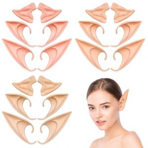 Aomig 9 Paires Oreille Elfe Femme, Elf Ears, Latex Fée Oreilles en Latex pour Cosplay Oreilles d'Elfe Halloween Noël Toute Soirée à Thème (Yadark, neuf)