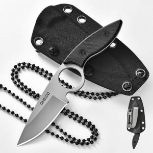Omesio Couteau Lame Fixe EDC Mini - Couteau de Cou avec &Eacute;tui Kydex Collier &agrave; Bille, Acier 5CR13MoV, G10 Full Tang, pour Survie Bushcraft Randonn&eacute;e (Omesio Official Store, neuf)