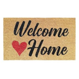 Banzaii Tapis Entr&eacute;e en Fibre de Coco - Paillasson Ext&eacute;rieur 40 x 70 cm avec Base Antid&eacute;rapant en PVC et Absorbant - Welcome Home C&oelig;ur (banzaii, neuf)