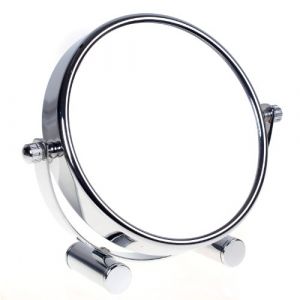 HIMRY Miroir cosmétique sur Pied, Grossissement x7, Compact Miroir de Table, 6 inch, orientable sur 360°, 100% et 700%, Chrome, Miroir de Ø 15,3 cm, KXD3142-7x (TuKai, neuf)