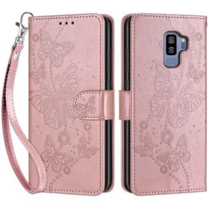SIENIANLINE Coque pour Samsung Galaxy S9 Plus, Etui Protection Housse Premium en Cuir de Portefeuille en Cuir Fermeture Magnétique Flip Case pour Samsung Galaxy S9 Plus Coque (Or Rose) (DIKAS, neuf)
