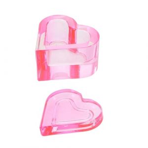 NIYANGLE Porte-monomère Verre Transparent Forme De Cœur Avec Couvercle Godet Pour Poudre Et Accessoires De Nail Art (Telinei, neuf)