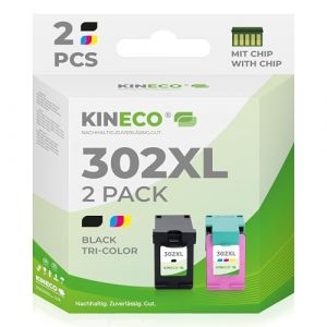 Kineco Lot de 302 cartouches d'encre XL (noir + couleur) - Remplacement HP 302/302 XL pour HP Envy 4525/4520/4522/4527, OfficeJet 3830/3831/3833, DeskJet 3630/1110/2130 - Rendement &eacute;lev&eacute; (Noir + (BC Brogno Concept GmbH, neuf)