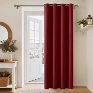 PONY DANCE Rideau Occultant - D&eacute;coration de Fen&ecirc;tre Draperies Thermique Isolation Lumineux Barri&egrave;re &agrave; l'&eacute;nergie Solaire, Largeur 140 x Hauteur 200cm, Lot de 1, Rouge Fonc&eacute; (RYB HOME EU, neuf)