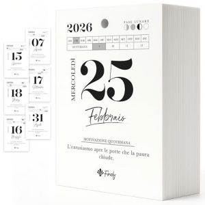 Finoly Calendrier G&eacute;nial 2026 Janvier &ndash; D&eacute;cembre 2026 (12 Mois) | Calendrier de Bureau 2026 | Id&eacute;e Cadeau Philosophique 13,5x9,5 cm avec Ann&eacute;e Lunaire en Italien (Domy Company, neuf)
