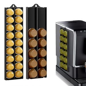 Nearockle Porte-Capsules Mural R&Eacute;Glable Compatible Avec Les Capsules Nespresso (37-58 Mm), Support De Rangement Autocollant Pour Capsules De Caf&Eacute; (Noir, 2 Pi&Egrave;Ces) (Nearockle FR, neuf)