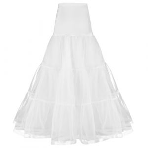 AYBUY Jupe Jupon Femme, Jupon Longue Ann&eacute;es 50 Vintage en Tulle Rockabilly Petticoat en Tulle Taille &Eacute;lastique,R&eacute;tro Jupe Tutu Femmes R&eacute;tro Ann&eacute;es 80 F&ecirc;te Halloween Carnaval Costume de F&ecirc;te, Blanc (withchance, neuf)