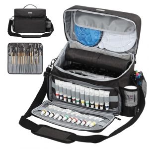 Sac de rangement pour peinture acrylique et pinceaux &ndash; &Eacute;tui de transport compatible avec Apple Barrel, Shuttle Art, Caliart Art Supplies &ndash; Comprend un support de pinceau amovible &ndash; Pour la maison/les (SUMIFUN, neuf)