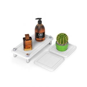 Lot de3dessous-de-plat en kieselguhr,tapis absorbant pour plan de travail de cuisine et salle de bain,pour tasses, savons et biberons,s&eacute;chage rapide et antid&eacute;rapant,gris-blanc,10x10x0,9cm&10x20x0,9cm (Prism Petal, neuf)