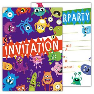 Lot de 12 Cartes d'invitation pour Anniversaire, Partie, fête Cartons d'invitation en Français Motif (3w websolution GmbH, neuf)