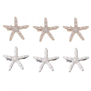 Lot De 6 Pinces À Cheveux En Forme D'Étoile De Mer, Pinces À Cheveux En Perles Et Strass, Accessoires Pour Cheveux De Sirène, Accessoires Pour Cheveux De Mariée (PATRICK OWENS, neuf)