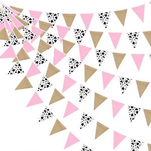 32Ft Guirlande Fanions Toile de Jute Rose Cow-Girl, Western Cowgirls Disco Tissu Bannière Bruant Décoration de Fête pour Jour du Derby Fête des Animaux de la Ferme Anniversaire Bapteme Mariage Decor (MZY Co., Ltd, neuf)