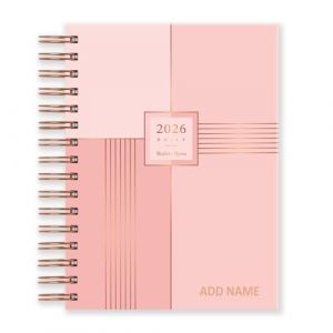 Matilda Myres - Agenda 2026 - Format A5 - Agenda d'un jour &agrave; l'autre - Fermeture &eacute;lastique - Version personnalis&eacute;e - Rose (Tangible Stationery Co. Ltd, neuf)