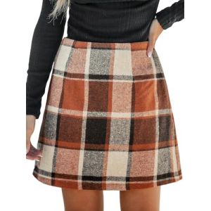 CUPSHE Mini jupe à carreaux style preppy classique pour femme, mini jupe tendance automne-hiver, rouge brique, L (CUPSHE FR, neuf)