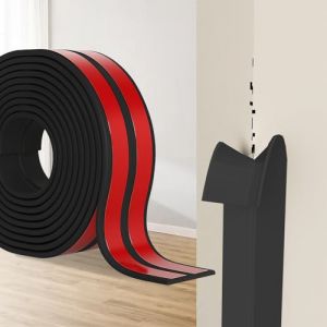 Protection Angle Mur Adh&eacute;sif, Bandes Corniere en TPE, Plinthe Souple &Eacute;paisse en Forme de L Baguette Angle pour Murs, Portes, Cuisine, Fen&ecirc;tres, Id&eacute;al pour R&eacute;novations DIY (Noir, 6cm x 4M) (HengRongSh-EU, neuf)