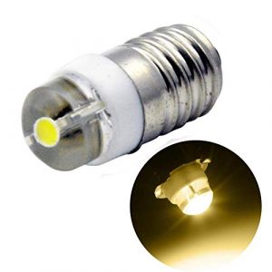 Ruiandsion E10 Ampoule LED CC 3-18V 0.5W 3000K Ampoule LED Blanc Chaud 200LM pour Lampe Torche Lampe Torche, Terre N&eacute;gative (Lot de 1) (Ruiandsion, neuf)