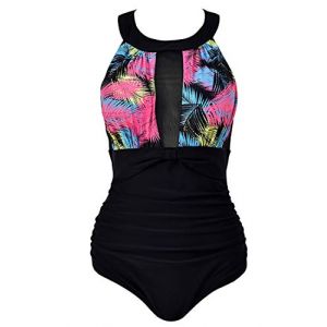 Viloree Maillots de Bain 1 Pièce Femme Amincissant Bikini Grande Taille Monokini Push up Fleur L (Viloree, neuf)