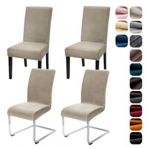 Alishomtll Lot de 4 housses de chaise extensibles en velours pour chaise basculante - Protection élastique et lavable pour cuisine, restaurant, hôtel, banquet, mariage (champagne, 4 pièces) (Yingchengda Direct Store, neuf)