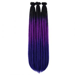 WBLSPA Dreadlocks synthétiques au Crochet, Tresses Fines et Longues, Style de Cheveux au Crochet Fait à la Main pour Rock & Roll-noir-violet-bleu-20 pouces-30 brins-Pack (guangzhouliyeshangmaoyouxiangongsi 85244, neuf)