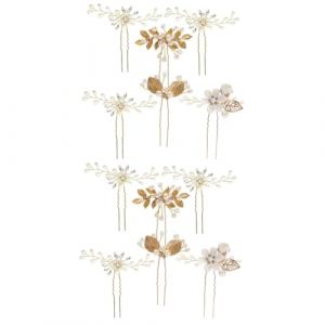 FRCOLOR 12 Pcs Perle Cristal Épingle À Cheveux En Forme De U Épingle À Cheveux Pour Mariée Feuille Et Perle Épingle À Cheveux Mariée Épingle À Cheveux De Mariage Perle Épingles À Cheveux (White Beach, neuf)