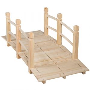 SOARS Pont en Bois avec Balustrade - Pont Jardin en Bois de Sapin Carbonis&eacute;- Charge Maximale 100 KG - 150 X 67 X 55 CM - Pont D&eacute;coratif Accessible - pour Jardin, &Eacute;tang, Ruisseau (Naturel) (Magichome24, neuf)