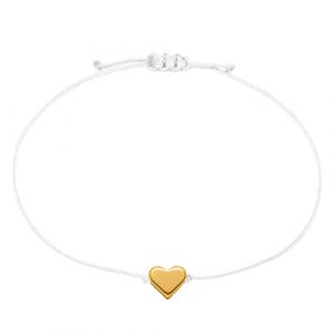 Selfmade Jewelry Bracelet pour femme en macramé avec cœur doré - Taille réglable - Fabriqué à la main - Avec emballage cadeau, Größenverstellbar, Métal, ruban en macramé, Pas de gemme (SelfmadeJewelry, neuf)