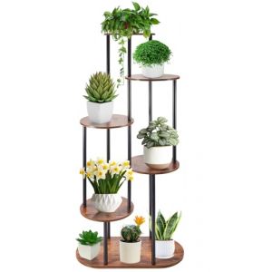 Gedlex Porte Plante Interieur, 6 étages étagère Plante Rond Bois, Support Jardinière à Plusieurs Niveaux 106 cm, Meuble Plante Intérieur Extérieur Convient pour le Salon, Chambre, Bureau, Terrasse (Gedlex, neuf)