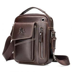 BAIGIO Sacoche Homme Cuir Sacoche Bandouliere Homme Vintage Cartable Sac de Messager Pochette Sac &agrave; Bandouli&egrave;re Sacs Port&eacute;s &Eacute;paule Sacs &agrave; Main pour Affaires Travail Voyage Vie Quotidienne (DGMCZ, neuf)