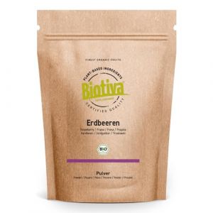 Poudre de fraise bio 90g lyophilis&eacute;e - Fragaria - Poudre de fruits - Superfood - V&eacute;gan, sans lactose, sans soja - Sachet refermable- Biotiva (goodorganics, neuf)