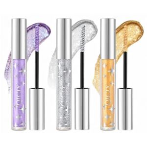 Mascara à paillettes 3 couleurs waterproof longue durée Sparkly Diamonds Glitter Mascara Paillettes Mascara Argent/Or/Violet Longthening Volumisant Coloré pour Fête Mariage (Xinyao LiUKShop, neuf)