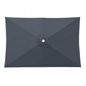 HonunGron Auvent De Remplacement pour Parasol de Terrasse Rectangulaire 3 x 2 m 6 Baleines Toile De Parasol Rectangulaire Remplacement Pour Cour, Jardin, Plage, Protection UV 30+ (Gris) (HonunGron, neuf)
