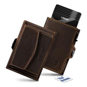 LORZOR Porte Carte Homme avec Porte Monnaie XXL, Portefeuille Homme Cuir Véritable, Portefeuille et Porte-Carte avec Blocage RFID, Portecarte Bancaire pour 10 Cartes, avec Compartiment pour Espèces (ReturnRate, neuf)
