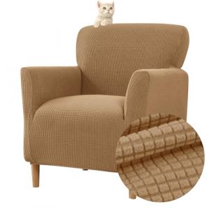 Highdi Housse de Fauteuil Extensible 1 Place, Jacquard Housse de Fauteuil Club Couverture de Fauteuil Chesterfield Lavable Protecteur de Fauteuil pour Salon Tub Chair Canap&eacute; (Chameau) (Highdi, neuf)