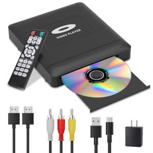Mini Lecteur DVD HD avec HDMI, 1080p région Free Lecteur DVD pour Smart TV, câble de Sortie HDMI/RCA Inclus, Faible Bruit, PAL/NTSC intégré, Lecteur CD pour la Maison (Kaditop, neuf)