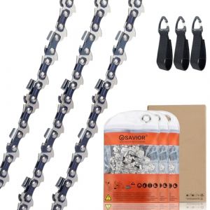 Savior Lot de 3 Chaîne de Tronçonneuses Faible Rebond 3/8"LP 1.1 mm 52 maillons 35 cm Compatible avec Makita DUC353, Bosch AKE 35S, Ein-hell, Husqvarna, Oregon et autres (hotu, neuf)