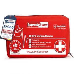Upgrade4cars Trousse de Premiers Secours pour Voiture, Maison, Voyage, Randonnée, etc. - Kit Médicale Complète 2025 Rouge Sac d'Urgence Toute l'Europe (upgrade4cars, neuf)