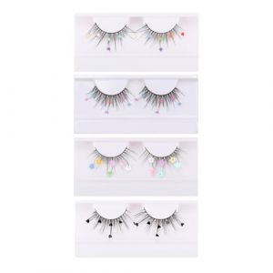 Healifty 4 paires Extensions de Cils Pailletés avec Motifs Papillonnants Coeur et Fleur Faux Cils Scintillants pour Maquillage Fête Cosplay Noël et Nouvel An (Madonna Tied, neuf)