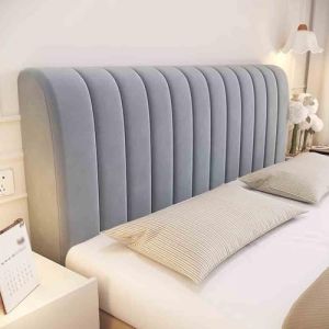 Hearda Housse Tete de Lit Matelassé, Housse de Protection Tête de Lit, Housse Tete de Lit, Housse de Tête de Lit Lavable pour Lits Simples Doubles King Size (70x160cm,Rayures Verticales-Gris foncé) (Hearda, neuf)