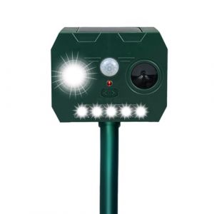 XWGKLN R&eacute;pulsif pour chats pour jardins UK, effrayeurs solaires pour chats pour jardins ext&eacute;rieurs &eacute;tanches, r&eacute;pulsif &agrave; ultrasons pour animaux avec LED clignotante et d&eacute;tection infrarouge pour jardins (XWGKLN-EU, neuf)