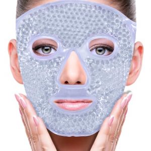 KOLZEMV Masque Froid pour le Visage, masque visage froid,Masque Gel, Masque Yeux Froid, Masque Facial en Gel Réutilisable de Compresse Chaud et Froid, pour Soulager Migraines, Soins des Yeux et Visage (ZHAO CI YK, neuf)